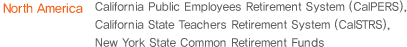 North America : California Public Employees Retirement System (CalPERS), California State Teachers Retirement System (CalSTRS),New York State Common Retirement Funds